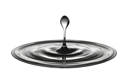 Fototapete - Captivating Monochromatic Photograph Showcasing the Dynamic Beauty of a Single Water Droplet Splashing on a Smooth Reflective Surface  This Minimalist Abstract Image Captures the Fluid Motion