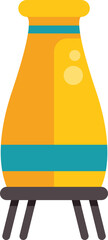 Poster - minimalist illustration of yellow vase standing on small wooden tripod, representing interior design
