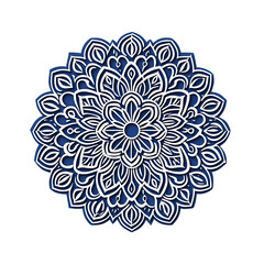 Aufkleber - Balance symmetry idea. Intricate mandala design with bold, detailed patterns and a navy background.