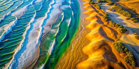 Wall Mural - Benin Littoral Coastline: Geometric Patterns of Sand and Sea