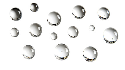 Leinwandbilder - Shimmering translucent water droplets resting on a smooth reflective surface creating a captivating abstract pattern with vibrant details and refractive effects