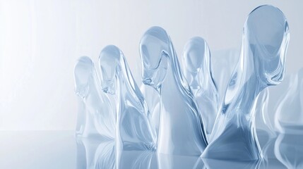 Canvas Print - Glass figures reflecting, minimalist studio