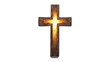 © Komora - Glowing wooden christian cross with transparent background symbolizing faith and spirituality