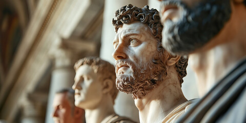 Wall Mural - Three Classical Marble Busts in Interior Setting