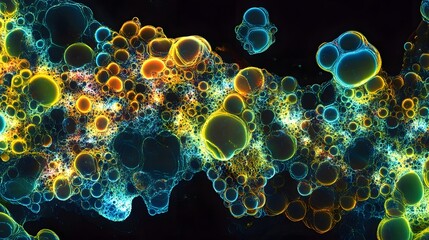 Aufkleber - Mesmerizing and visually striking swirling fractals in a symphony of vibrant glowing colors  This intricate digital art masterpiece showcases the beauty of algorithmic and generative design