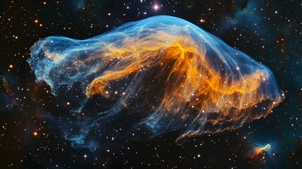 Aufkleber - Mesmerizing Cosmic Explosion in the Depths of the Universe  Swirling and dynamic celestial energy a stunning abstract interstellar landscape of glowing shimmering light and chromatic patterns