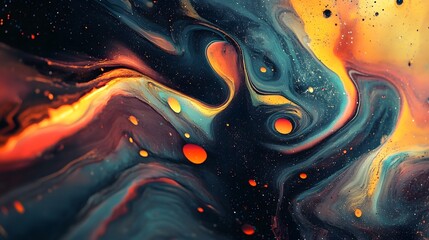 Leinwandbilder - Mesmerizing Fluid Swirls of Vibrant Colors in a Surreal Cosmic Explosion   Abstract Digital Art Painting Depicting a Dynamic Energetic and Visionary Cosmic Landscape