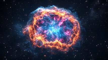 Aufkleber - Stunning image of a powerful cosmic explosion showcasing the incredible energy and vibrant colors of a supernova or similar celestial event in the depths of the universe
