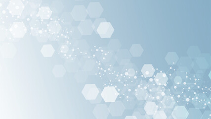 Poster - health care abstract background with lines, dots and hexagons. medical innovation banner template co
