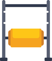 Poster - yellow wallpaper roll hanging on a metal stand, ready for home renovation or interior design project