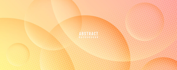 Wall Mural - 3d orange abstract background overlap layer on bright space with circles effect decoration. modern g