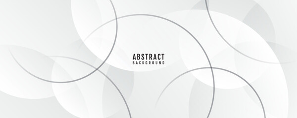 Poster - White abstract background overlap layer on bright space with circles effect decoration. Modern graphic design element cutout style concept for web banner, art, flyer, card, or brochure cover