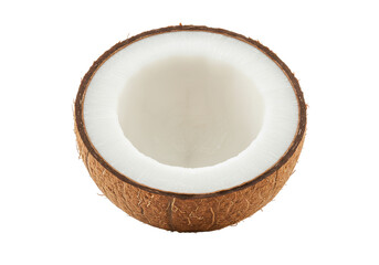 Poster - Half coconut isolated on white background, no depth of field, sharp.