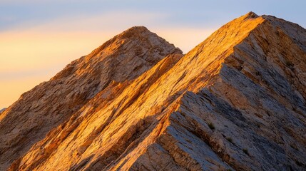 Poster - Mountains landscape nature idea. Majestic peaks illuminated by sunlight during a scenic mountain sunset.