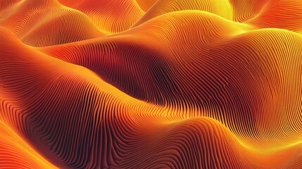 Fototapete - Fluid orange wavy shapes glowing softly, creating a futuristic and vibrant abstract banner design