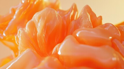 Fototapete - Iridescent orange waves with smooth transitions, forming a fluid 3D abstract background.