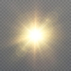 Poster - Abstract golden vertical glow. Bright explosion of light of flickering rays on transparent background. Luxury style for design and vector illustrations.