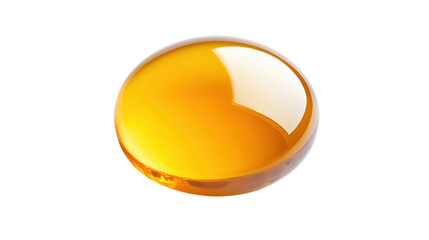 Poster - Glossy Yellow Droplet on a Reflective Surface with Soft Shadows