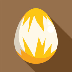 Poster - Single decorated easter egg with a yellow and white zigzag pattern on a brown background, perfect for easter projects