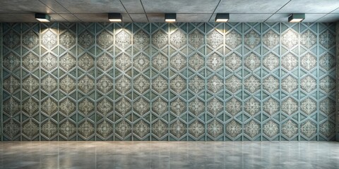 Poster - Elegant Ornate Wall Paneling with Subtle Lighting in a Modern Interior Space