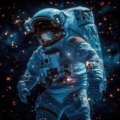 Aufkleber - Astronaut in the space, color vivid, night theme.