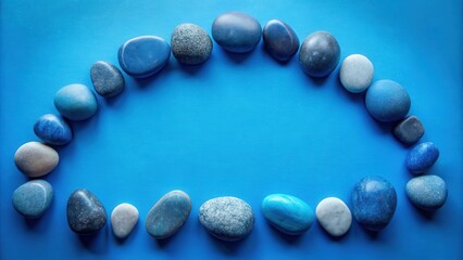 Aufkleber - Serene Blue Stones Arranged in a Gentle Curve on a Vibrant Background