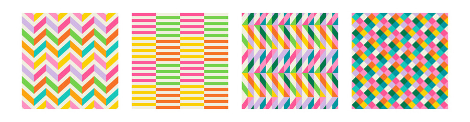 Set of Essential geometric printable seamless pattern with abstract Minimal elegant line form stroke shapes in vibrant colors. Modern simple background in minimalist mid century style vector wall art