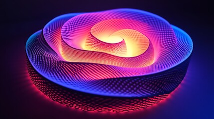 Poster - Colorful Glowing Spiral Design Creating an Abstract Flower Shape With Vibrant Hues Illuminated From Within