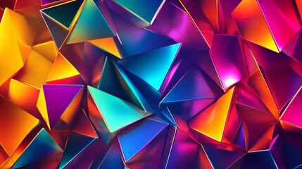 Poster - Colorful Abstract Pyramid Design With Vibrant Lighting and Geometric Shapes