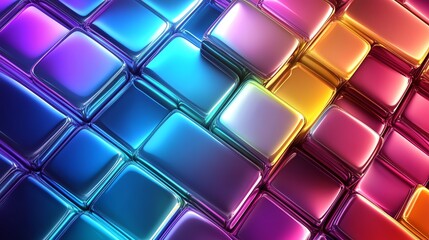 Poster - Colorful Abstract Geometric Design Featuring Glowing Cubes in Vibrant Shades