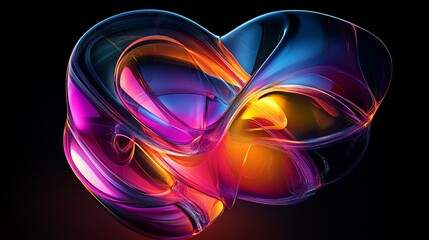Poster - Colorful Abstract Design With Swirling Shapes and Vibrant Lighting Effects in a Dark Background