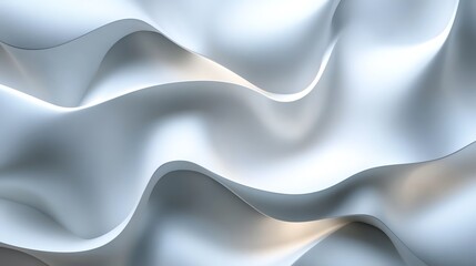 Poster - Elegant Folds of White Fabric Create a Soft, Flowing Texture With Gentle Curves and Shadows in Natural Light