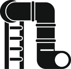 Poster - Simple black and white icon of a playground slide with a ladder, perfect for representing children's fun and outdoor activities