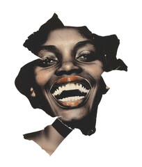 Wall Mural - PNG Black woman smile collage cutouts portrait abstract happy.