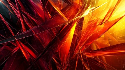 Poster - Dynamic Interplay of Red and Orange Abstract Shapes Creates an Energetic Visual Experience