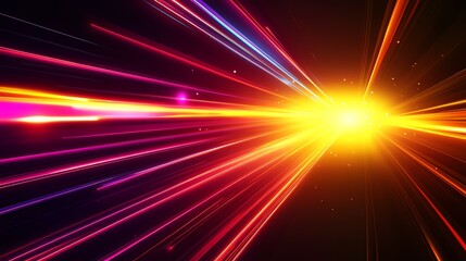 Poster - Vibrant Burst of Energy Radiating From a Central Point in a Cosmic Light Display