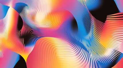 Poster - Vibrant Abstract Patterns Blending Bright Colors With Fluid Shapes in Dynamic Composition