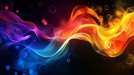 Poster - Colorful Abstract Waves of Light Create a Vibrant Display Against a Dark Background