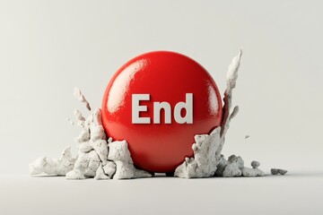 Aufkleber - A minimalist depiction of a single red button labeled 