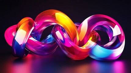 Poster - Colorful Twisting Sculpture Creates a Captivating Visual Experience With Vibrant Hues and Reflective Surfaces