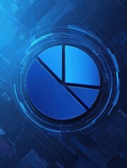 Poster - Abstract pie chart top view on technology blue background