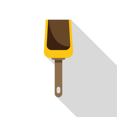 Poster - Small hand shovel holding soil, gardening tool icon in flat style with long shadow on white background