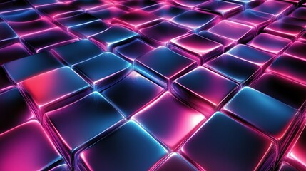 Poster - Colorful Geometric Shapes Create a Glowing, Dynamic Surface in a Futuristic Environment