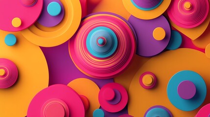 Poster - Colorful Abstract Design Featuring Layered Circles in Vibrant Hues of Pink, Orange, Purple, and Blue
