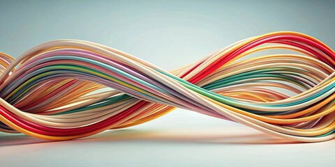 Poster - Abstract Colorful Intertwined Ribbons Flowing in a Smooth Wave Pattern