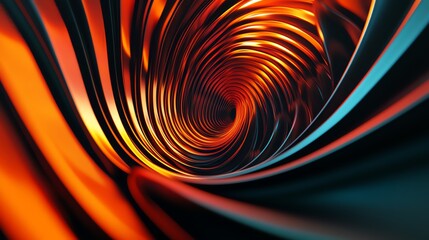 Poster - Dynamic Swirling Patterns Create a Mesmerizing Visual Experience Inside a Vibrant Tunnel of Orange and Blue Tones