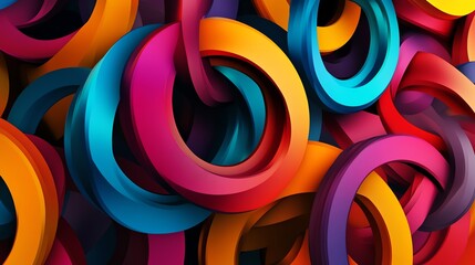 Poster - Colorful Interlocking Rings Create a Vibrant Abstract Pattern in a Digital Artwork
