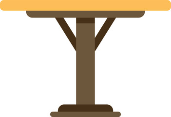 Poster - Simple and elegant round wooden table with central leg and circular base, ideal for dining or working