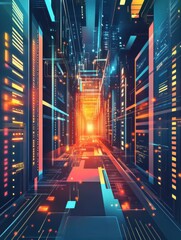 Poster - Information storage infrastructure abstract concept vector illustration set. Big data architecture, big data visualization, data entry services, business intelligence, outsource abstract metaphor.