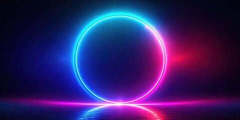 Aufkleber - Abstract Oval Neon Light Frame Glowing in Dark Background